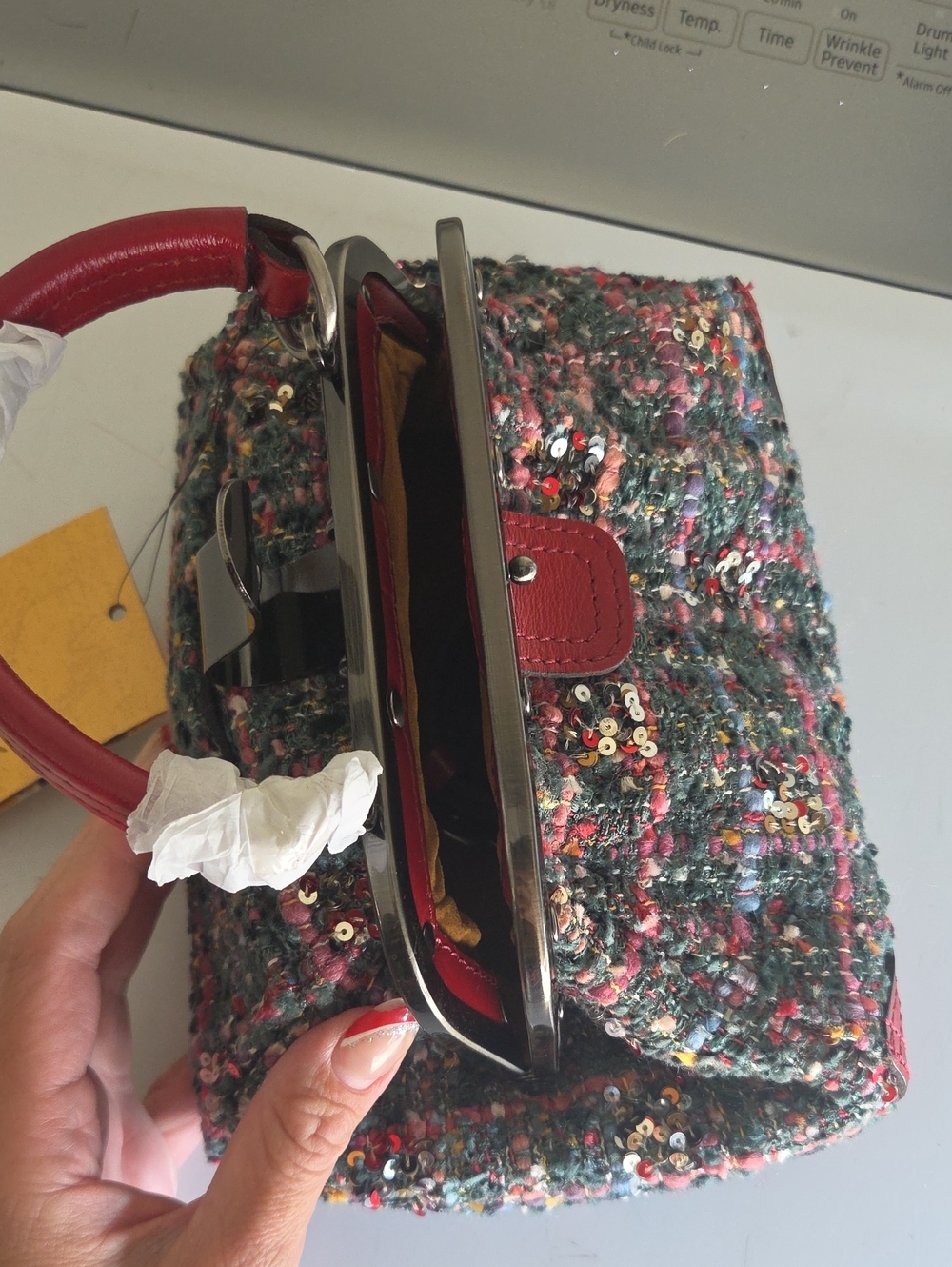 Patricia Nash Conselice Woven Small Frame Convertible Satchel Bag-Lava Red-NWT - Picture 10 of 16